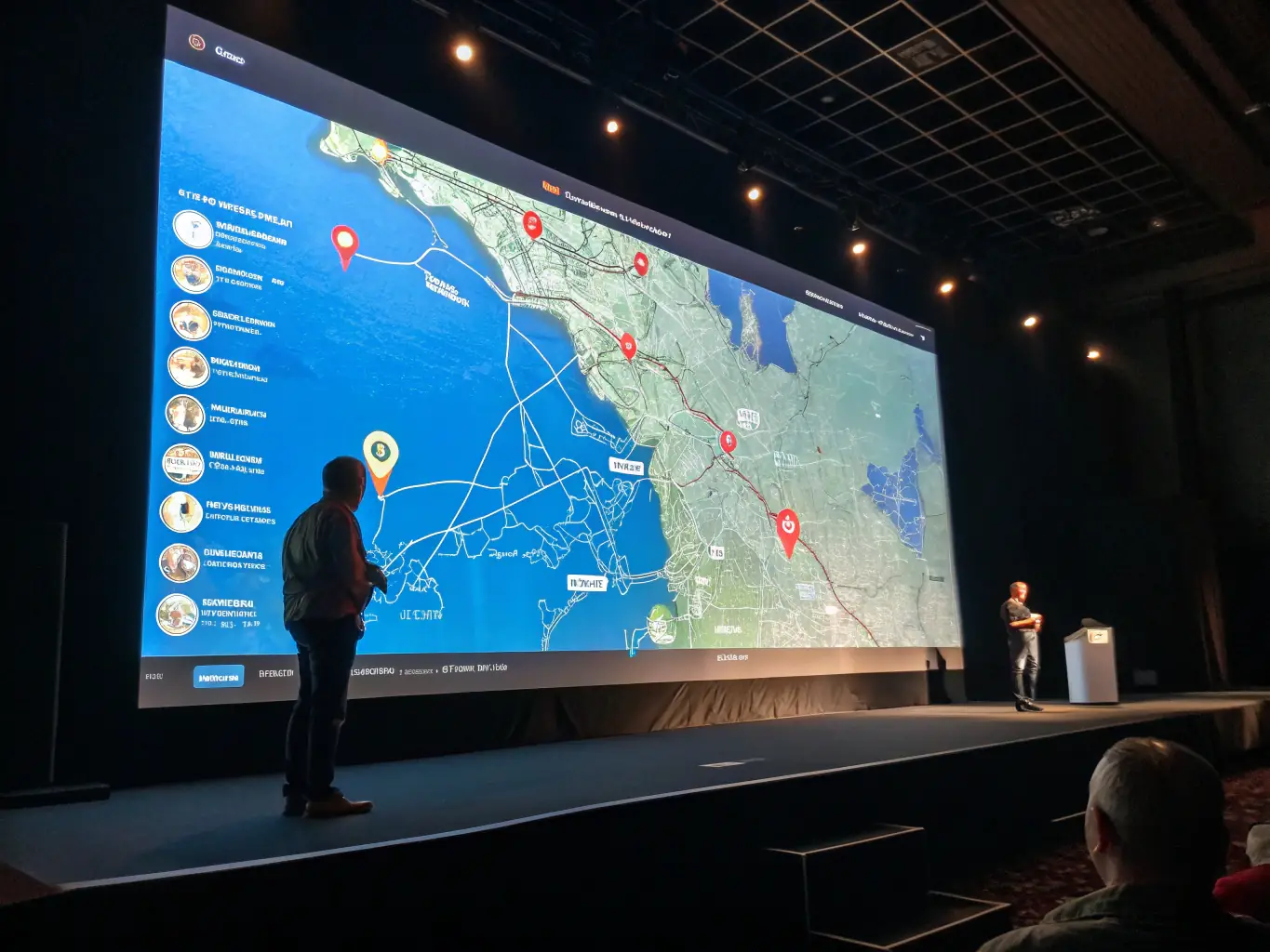 A map interface displaying GPS locations of field operations, highlighting VisiTrack's geolocalization capabilities for tracking and managing field teams.